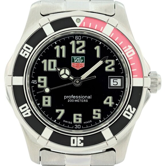 Vintage Midsize 34mm Tag Heuer Professional 2000 Series Coke Bezel Watch WM1212! - Picture 1 of 10